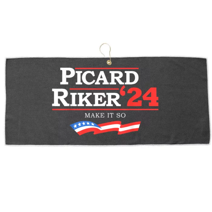 Picard Riker 2024 Make It So American Flag Funny Political Large Microfiber Waffle Golf Towel