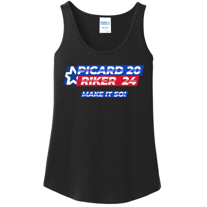 Picard Riker 2024 Make It So Politics Election Parody Ladies Essential Tank