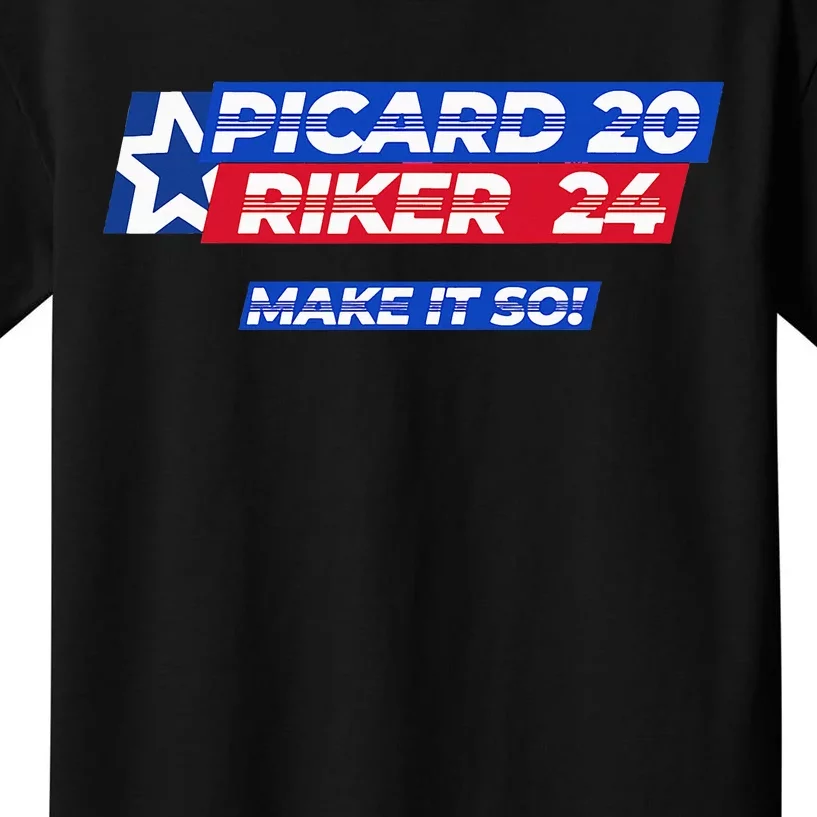 Picard Riker 2024 Make It So Politics Election Parody Kids T-Shirt