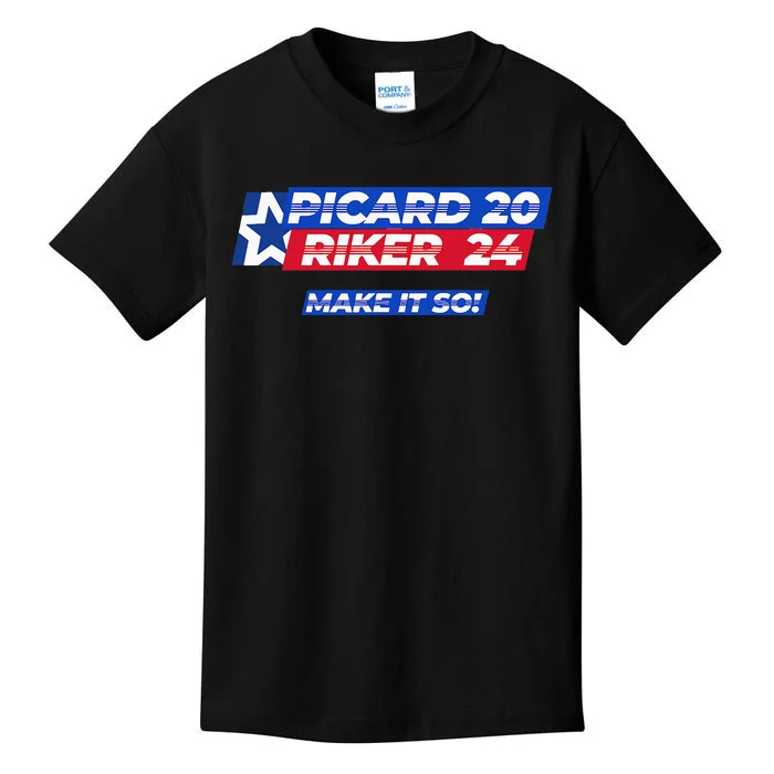 Picard Riker 2024 Make It So Politics Election Parody Kids T-Shirt