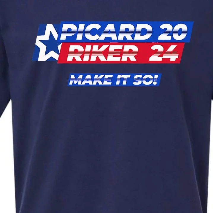 Picard Riker 2024 Make It So Politics Election Parody Sueded Cloud Jersey T-Shirt