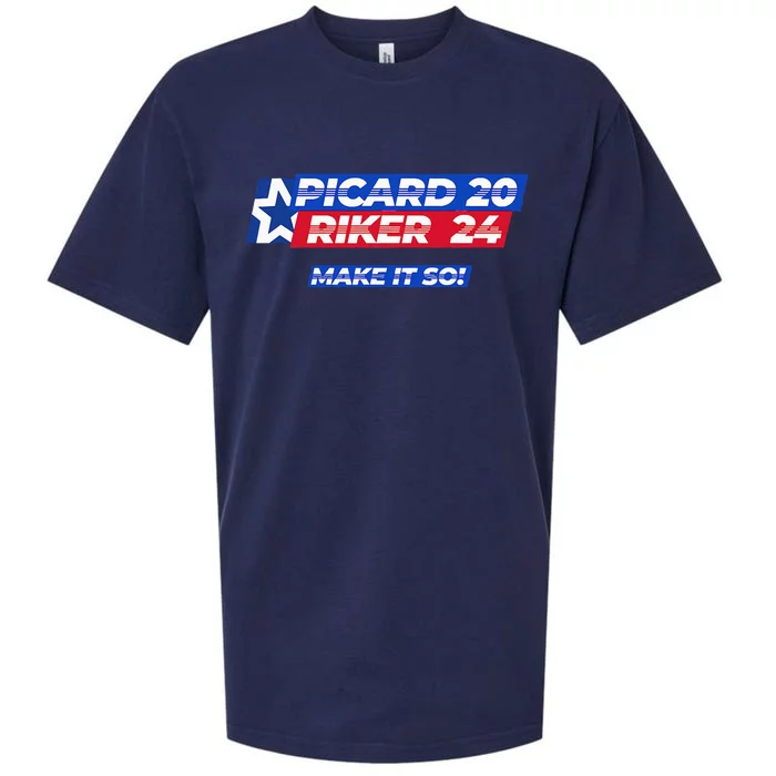 Picard Riker 2024 Make It So Politics Election Parody Sueded Cloud Jersey T-Shirt