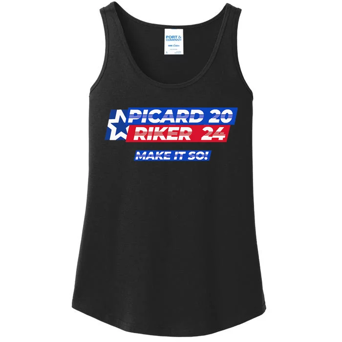 Picard Riker 2024 Make It So Politics Election Parody Funny Ladies Essential Tank