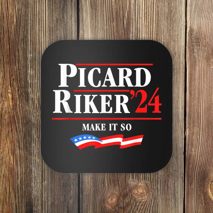 Picard Riker 2024 Make It So American Flag Funny Political Coaster