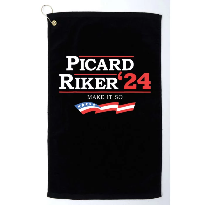 Picard Riker 2024 Make It So American Flag Funny Political Platinum Collection Golf Towel