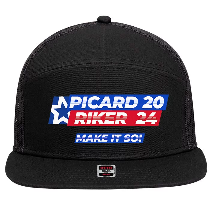 Picard Riker 2024 Make It So Politics Election Parody 7 Panel Mesh Trucker Snapback Hat