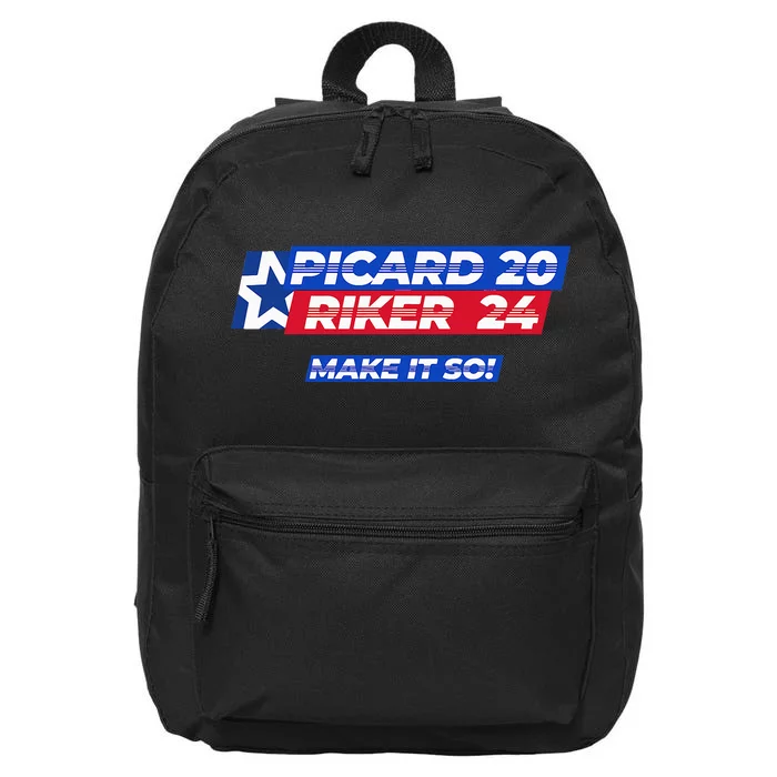 Picard Riker 2024 Make It So Politics Election Parody 16 in Basic Backpack