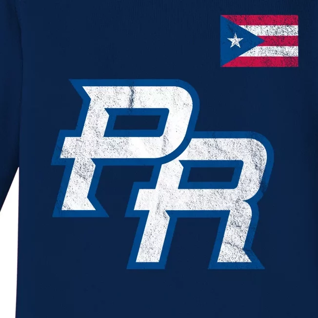 Puerto Rico Baseball Flag Pride Boricua Puerto Rico Baby Long Sleeve Bodysuit