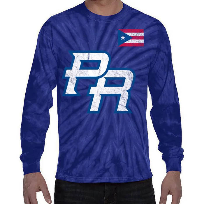 Puerto Rico Baseball Flag Pride Boricua Puerto Rico Tie-Dye Long Sleeve Shirt