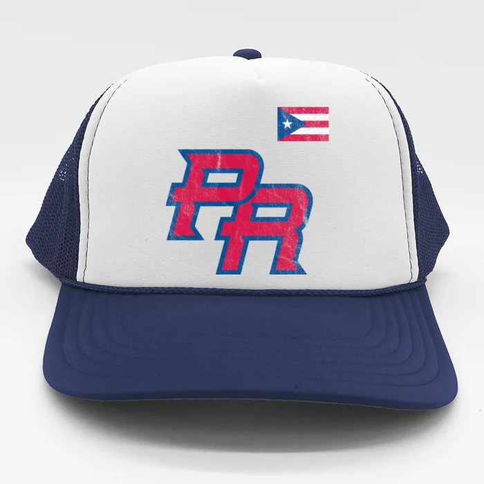 Puerto Rico Baseball Flag Pride Boricua Puerto Rico Trucker Hat