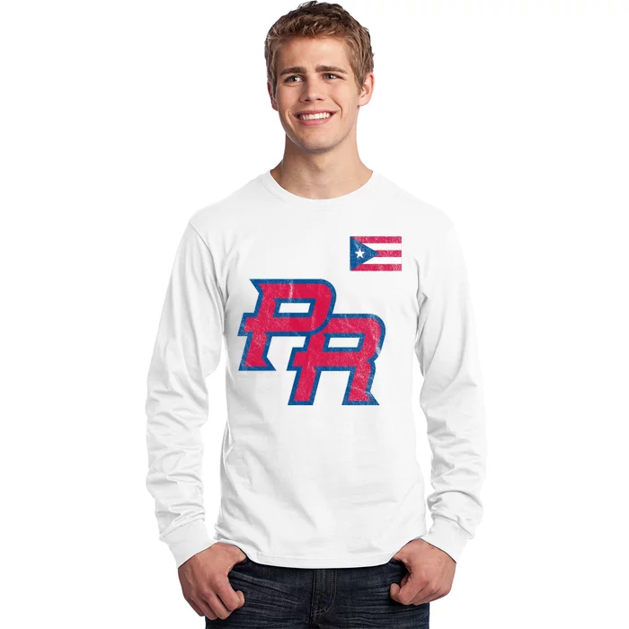 Puerto Rico Baseball Flag Pride Boricua Puerto Rico Long Sleeve Shirt