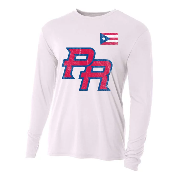 Puerto Rico Baseball Flag Pride Boricua Puerto Rico Cooling Performance Long Sleeve Crew