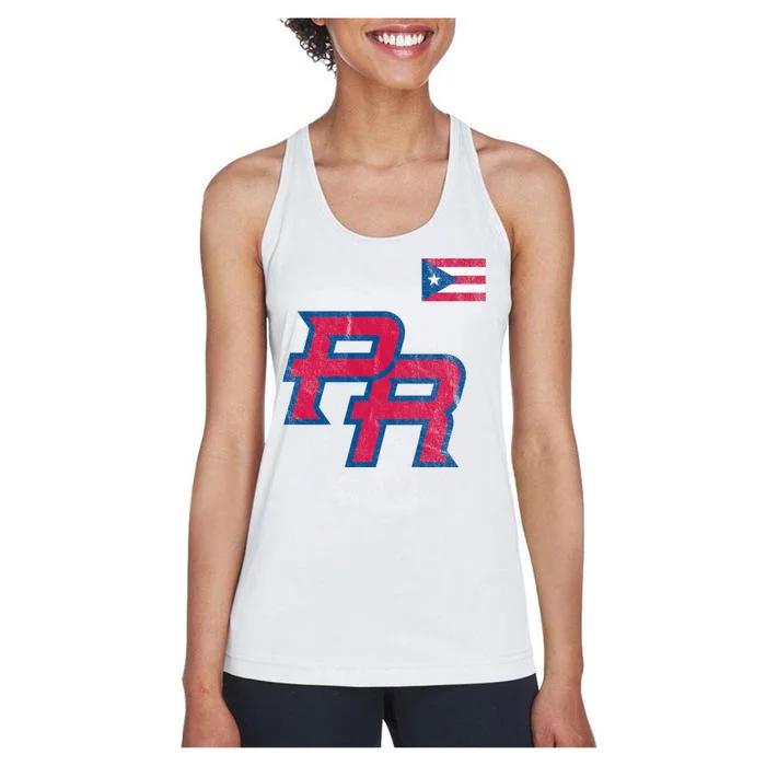 Puerto Rico Baseball Flag Pride Boricua Puerto Rico Women's Racerback Tank