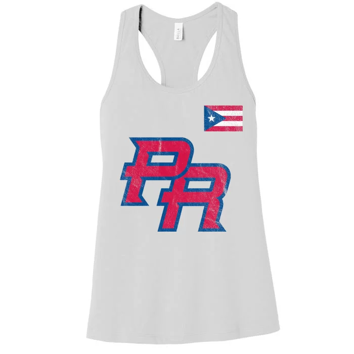 Puerto Rico Baseball Flag Pride Boricua Puerto Rico Women's Racerback Tank