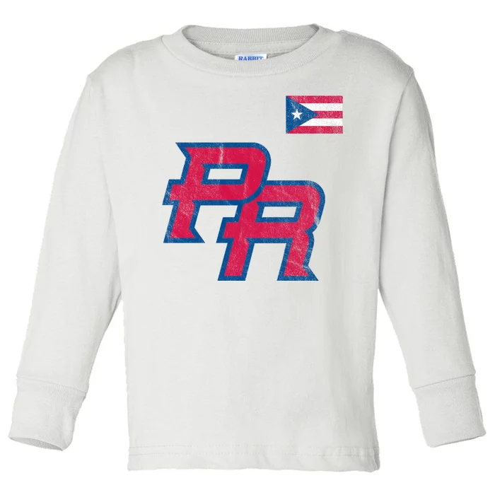 Puerto Rico Baseball Flag Pride Boricua Puerto Rico Toddler Long Sleeve Shirt