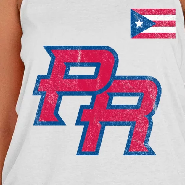 Puerto Rico Baseball Flag Pride Boricua Puerto Rico Women's Knotted Racerback Tank