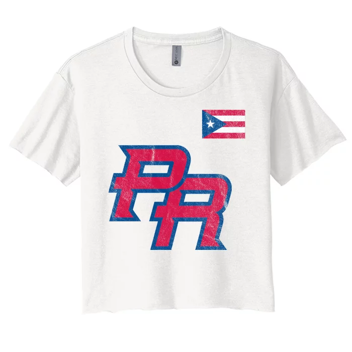 Puerto Rico Baseball Flag Pride Boricua Puerto Rico Women's Crop Top Tee