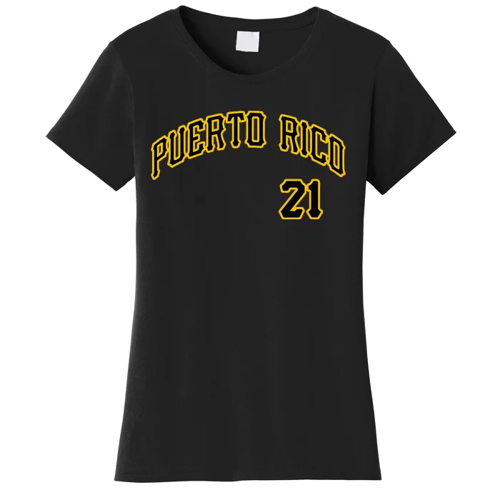 Puerto Rico 21 Boricua Baseball Santurce Beisbol Souvenir Women's T-Shirt