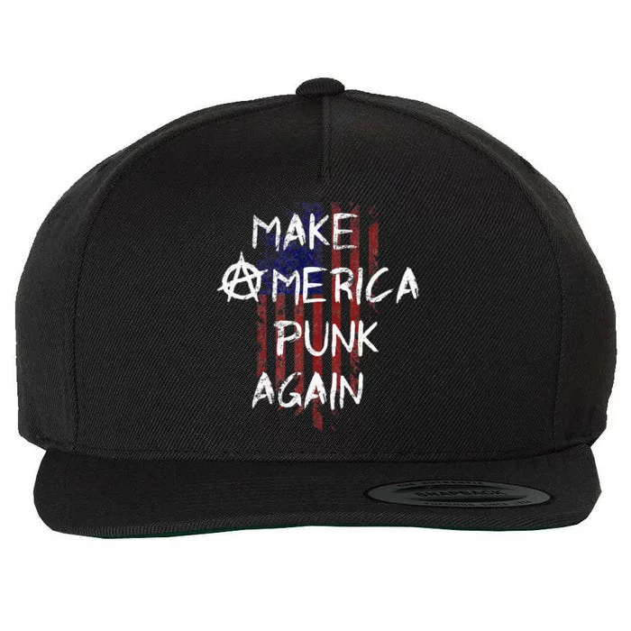 Punk Rocker 80s Design With Make America Punk Again Flag Wool Snapback Cap