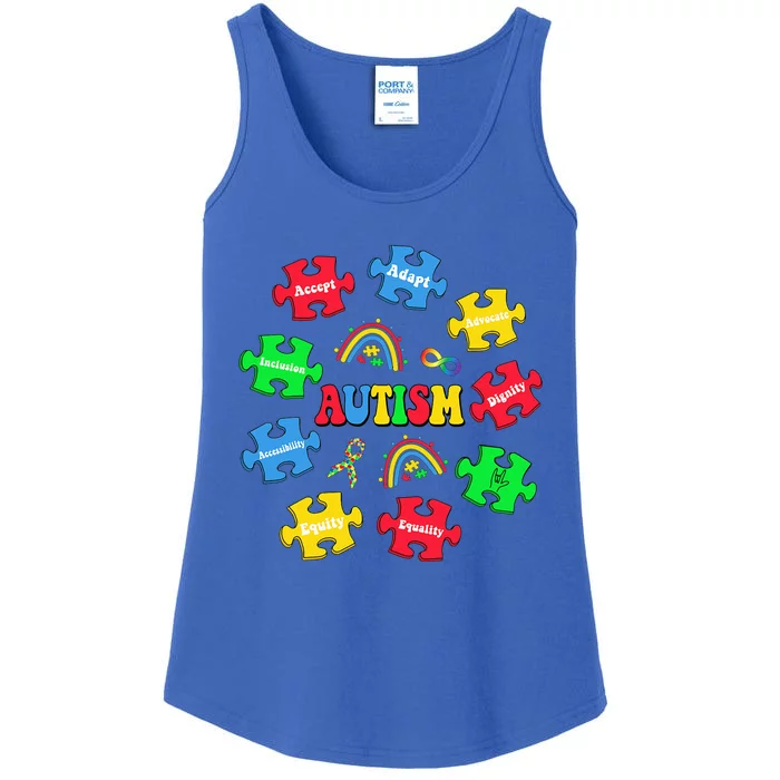 Puzzle Rainbow Autism Awareness Special Education Teacher Ladies Essential Tank