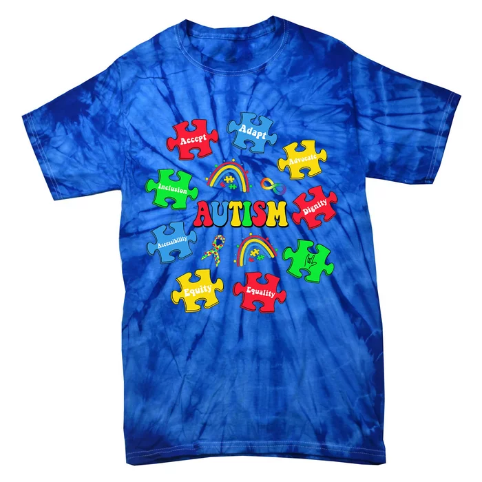 Puzzle Rainbow Autism Awareness Special Education Teacher Tie-Dye T-Shirt