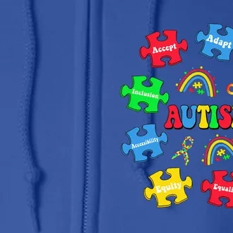 Puzzle Rainbow Autism Awareness Special Education Teacher Full Zip Hoodie