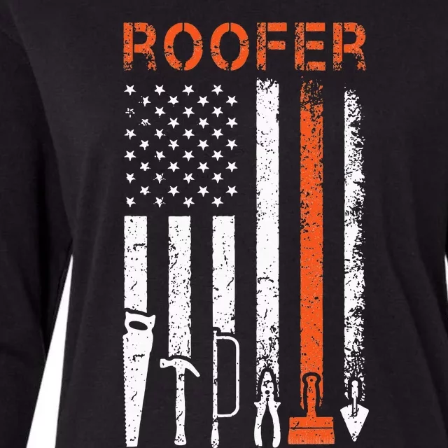 Patriotic Roofer American USA Flag Roofing Slating Womens Cotton Relaxed Long Sleeve T-Shirt