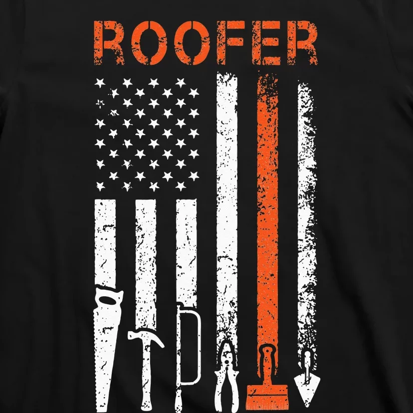 Patriotic Roofer American USA Flag Roofing Slating T-Shirt