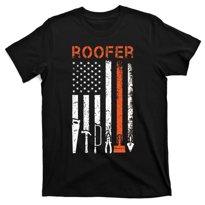 Patriotic Roofer American USA Flag Roofing Slating T-Shirt