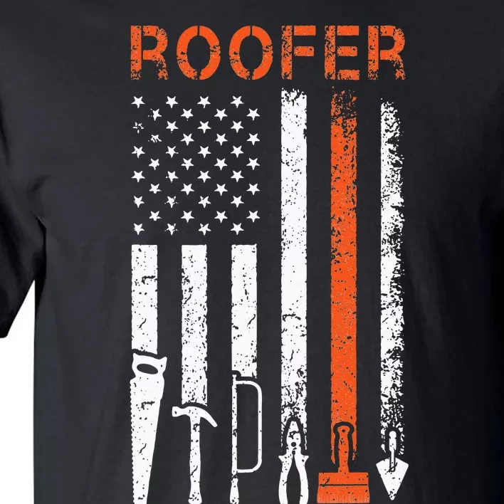 Patriotic Roofer American USA Flag Roofing Slating Tall T-Shirt