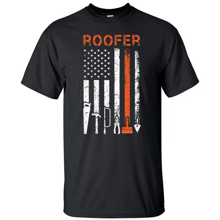 Patriotic Roofer American USA Flag Roofing Slating Tall T-Shirt