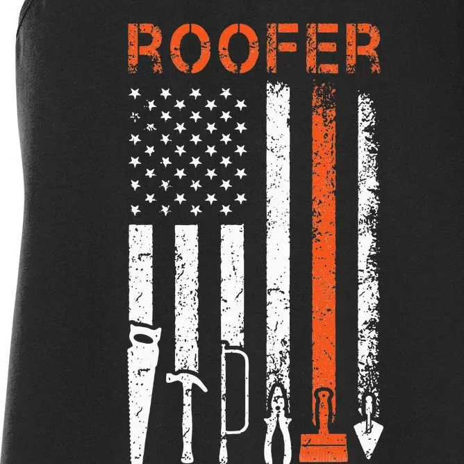 Patriotic Roofer American USA Flag Roofing Slating Women's Racerback Tank