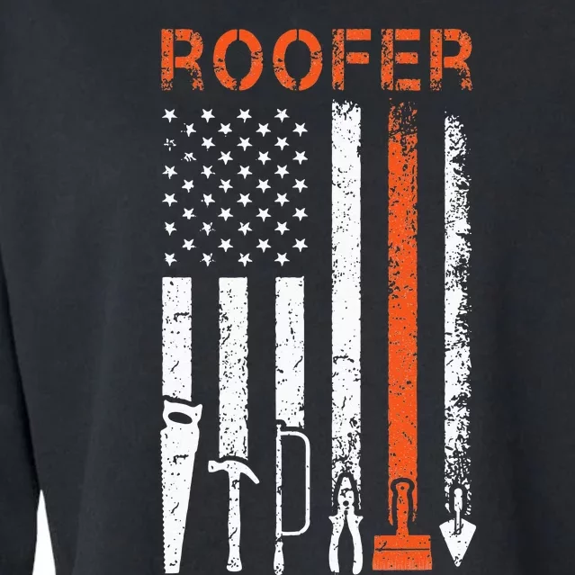 Patriotic Roofer American USA Flag Roofing Slating Cropped Pullover Crew