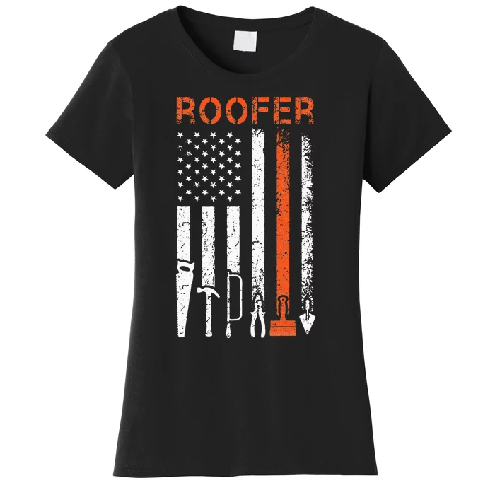 Patriotic Roofer American USA Flag Roofing Slating Women's T-Shirt