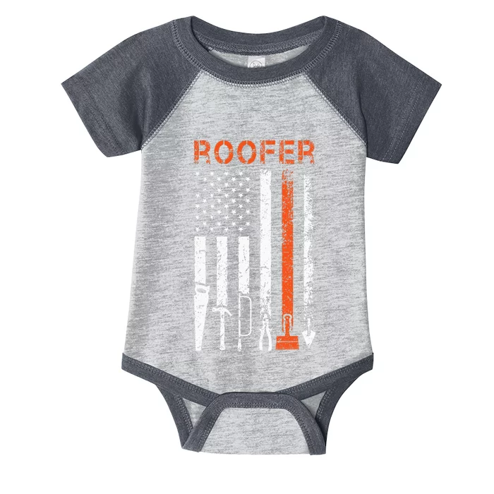 Patriotic Roofer American USA Flag Roofing Slating Infant Baby Jersey Bodysuit