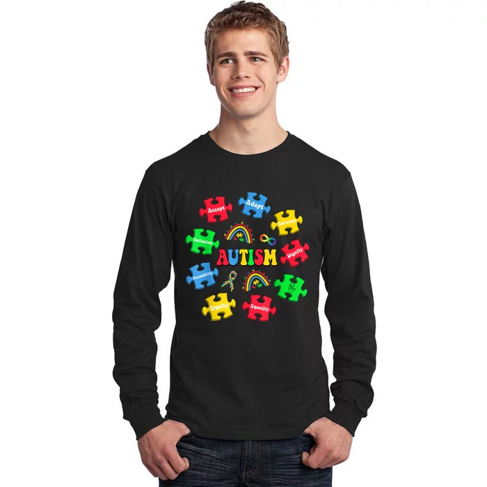 Puzzle Rainbow Autism Awareness Special Education Teacher Tall Long Sleeve T-Shirt