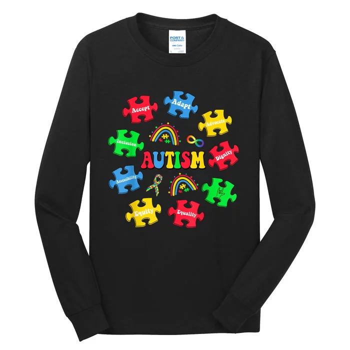 Puzzle Rainbow Autism Awareness Special Education Teacher Tall Long Sleeve T-Shirt