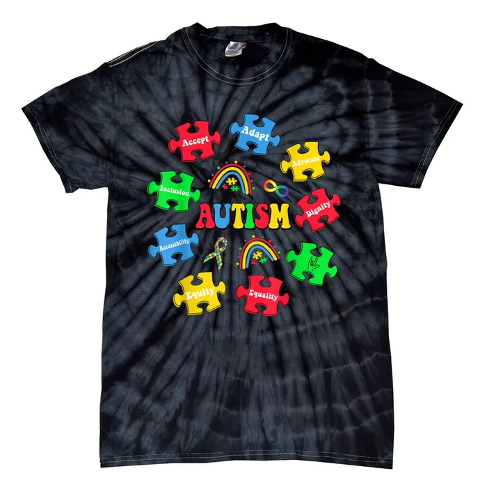 Puzzle Rainbow Autism Awareness Special Education Teacher Tie-Dye T-Shirt