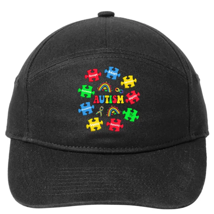 Puzzle Rainbow Autism Special Education Teacher 7-Panel Snapback Hat