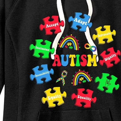 Puzzle Rainbow Autism Special Education Teacher Women's Fleece Hoodie