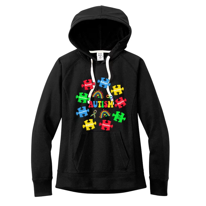 Puzzle Rainbow Autism Special Education Teacher Women's Fleece Hoodie