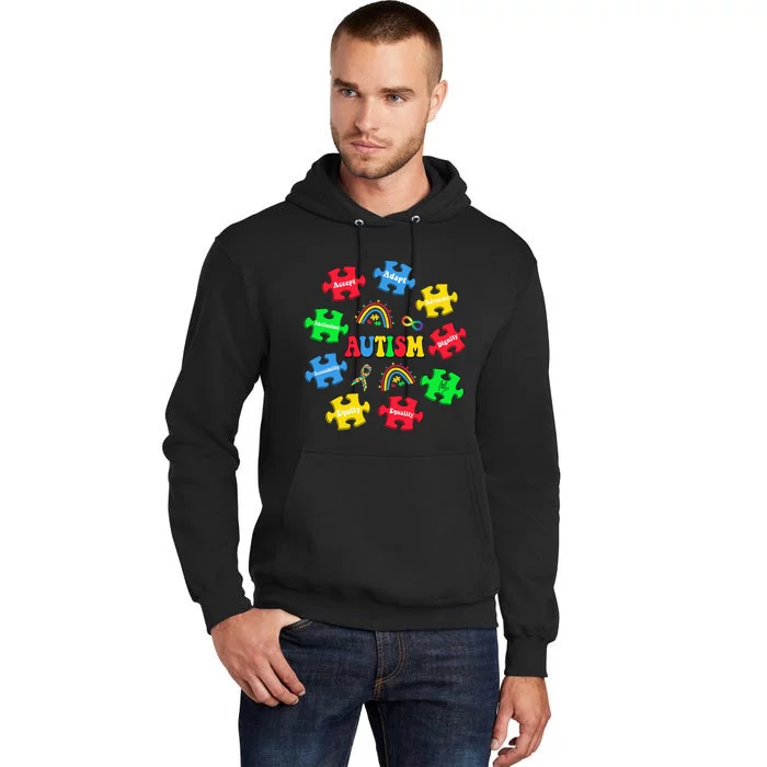 Puzzle Rainbow Autism Special Education Teacher Tall Hoodie