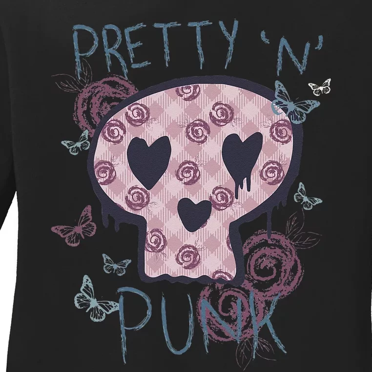 Punk Rock And Roll Music Pretty N Punk Skull Women Girl Ladies Long Sleeve Shirt