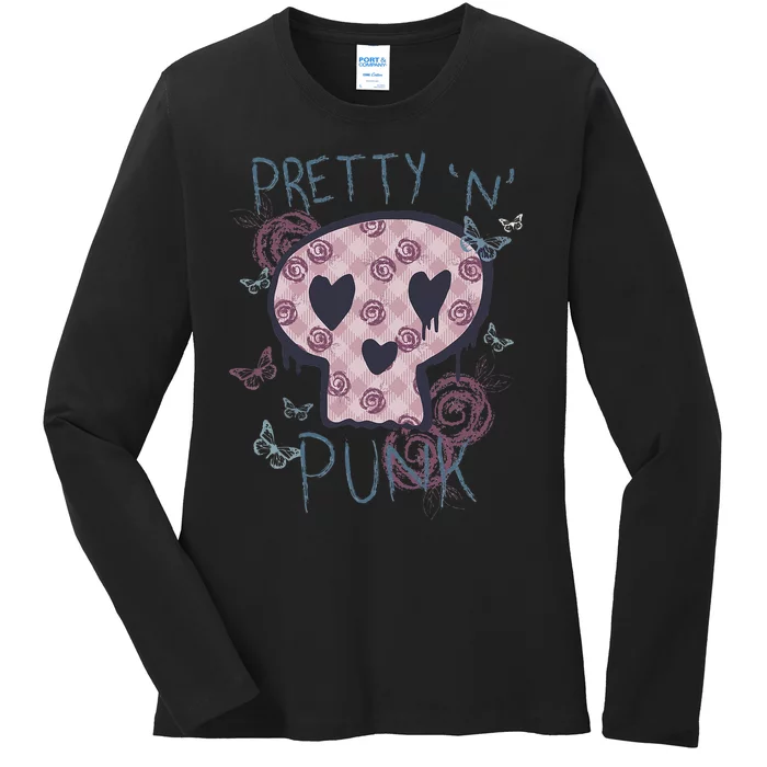 Punk Rock And Roll Music Pretty N Punk Skull Women Girl Ladies Long Sleeve Shirt