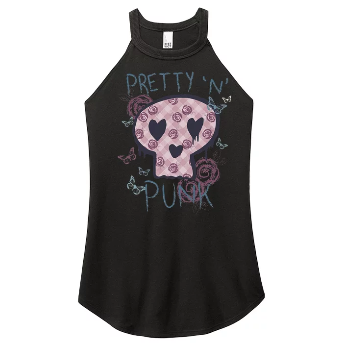 Punk Rock And Roll Music Pretty N Punk Skull Women Girl Women’s Perfect Tri Rocker Tank