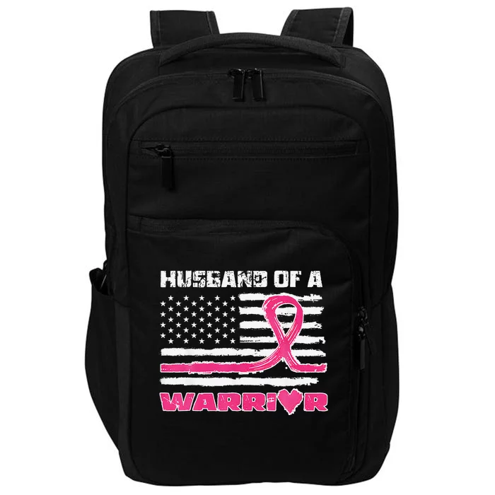 P.Ink Ribbon American Flag Husband Of A Warrior Breast Cancer Gift Impact Tech Backpack