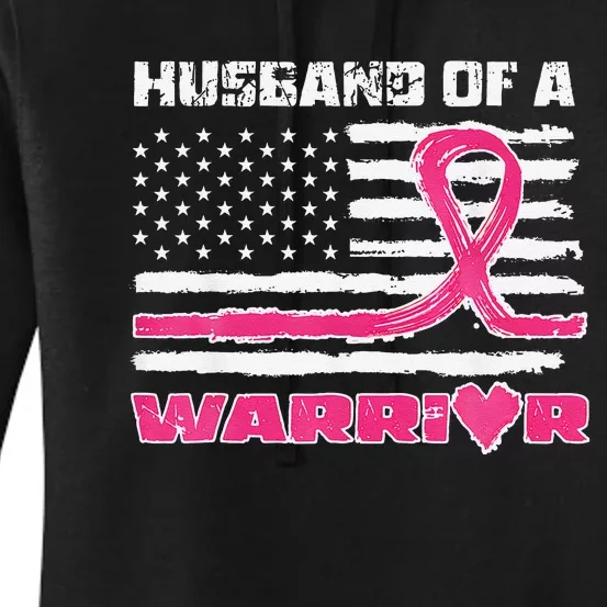 P.Ink Ribbon American Flag Husband Of A Warrior Breast Cancer Gift Women's Pullover Hoodie