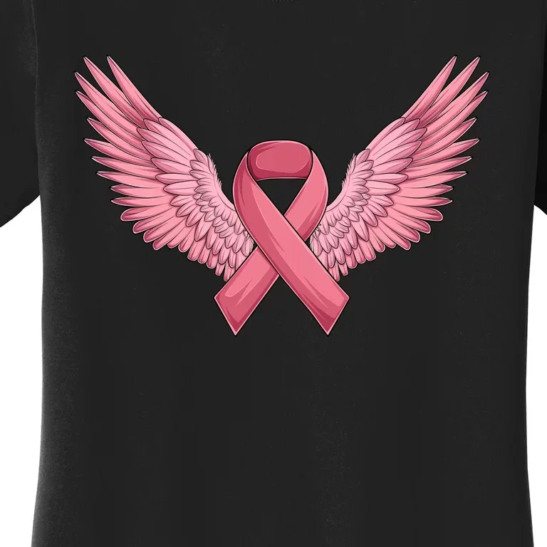 Pink Ribbon Angel Wings Breast Cancer Awareness Month Women Health Care Support Women's T-Shirt