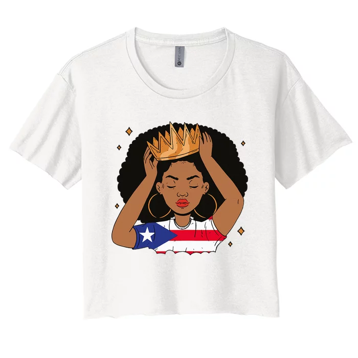 Puerto Rican Afro Hair Latina Melanin Pride Crown Women's Crop Top Tee