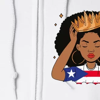 Puerto Rican Afro Hair Latina Melanin Pride Crown Full Zip Hoodie